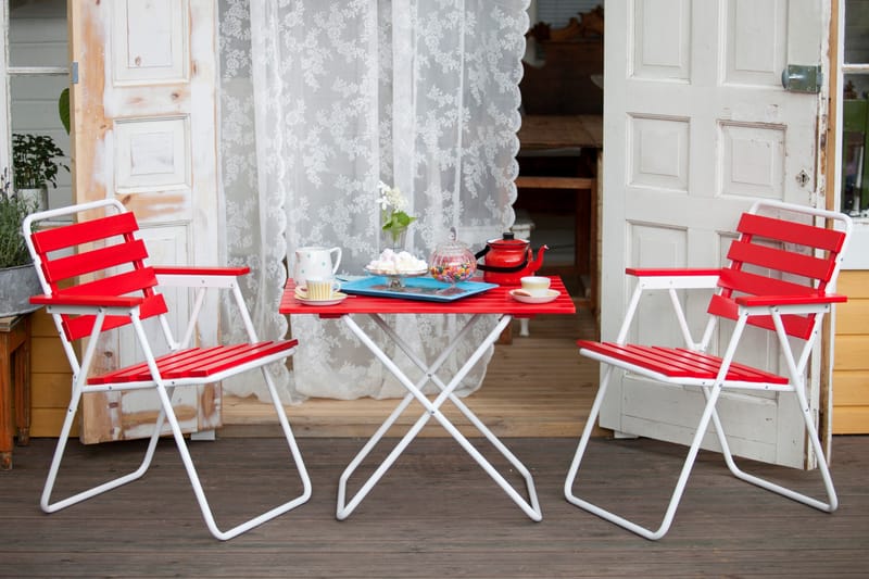 Retro Bord - Röd/vit - Balkongbord - Cafebord