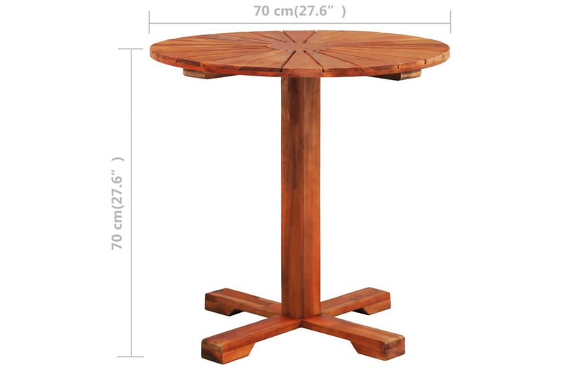 Runt Cafébord och Kaffebord Utomhus 70 cm Trä - Brun - Utemöbler - Utebord & trädgårdsbord - Cafebord