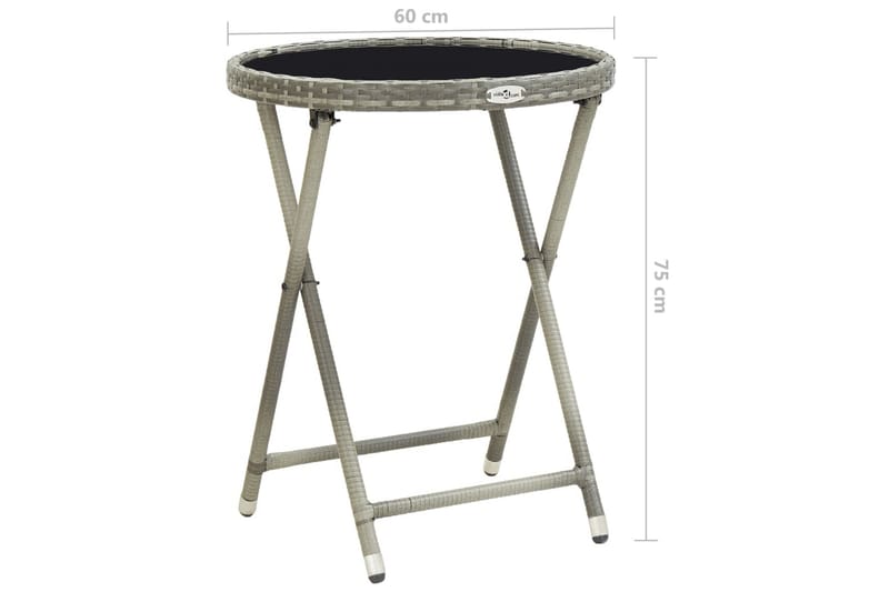Tebord grå 60 cm konstrotting och härdat glas - Grå - Cafebord - Balkongbord