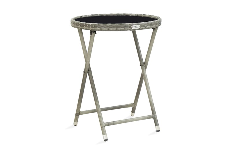 Tebord grå 60 cm konstrotting och härdat glas - Grå - Cafebord - Balkongbord