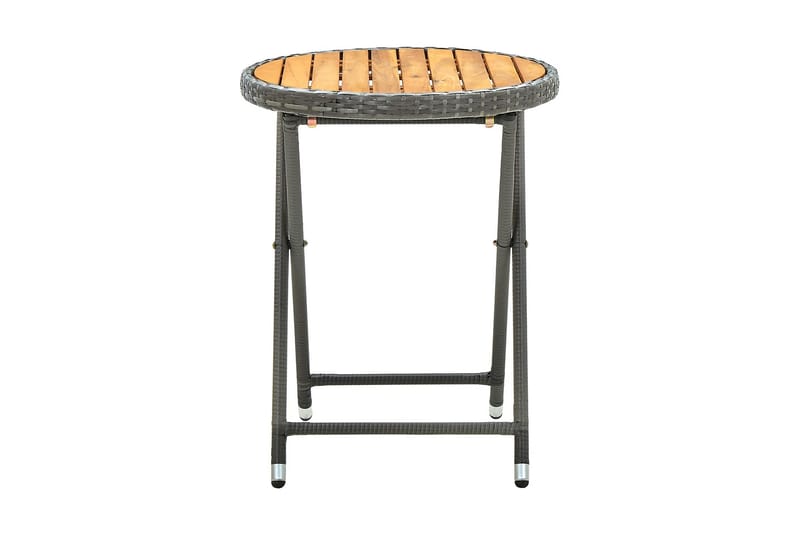 Tebord grå 60 cm konstrotting och massivt akaciaträ - Grå - Balkongbord - Cafebord