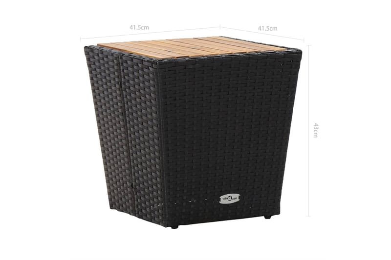 Tebord svart 41,5x41,5x43 cm konstrotting och massivt akacia - Svart - Cafebord - Balkongbord