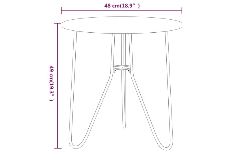 Tebord svart 48 cm MDF och järn - Svart - Cafebord - Balkongbord