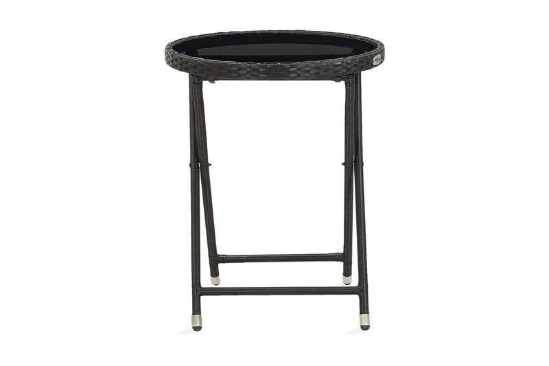 Tebord svart 60 cm konstrotting och härdat glas - Svart - Balkongbord - Cafebord