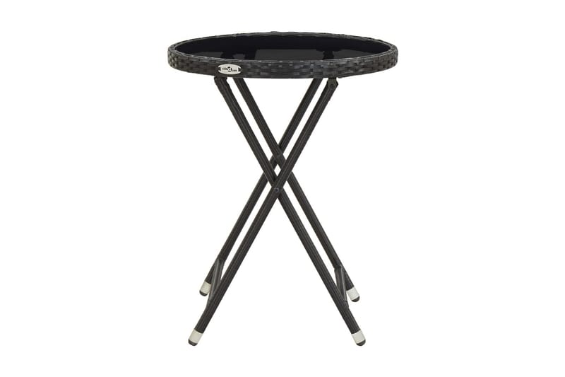 Tebord svart 60 cm konstrotting och härdat glas - Svart - Cafebord - Balkongbord