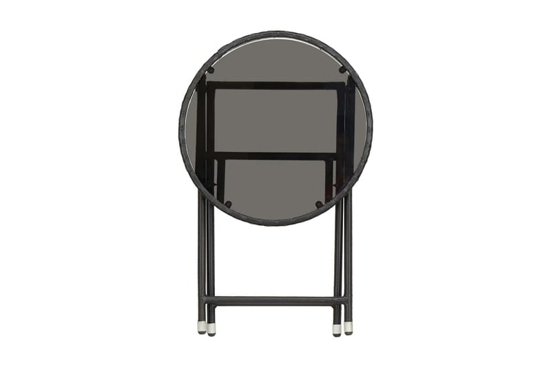 Tebord svart 60 cm konstrotting och härdat glas - Svart - Cafebord - Balkongbord