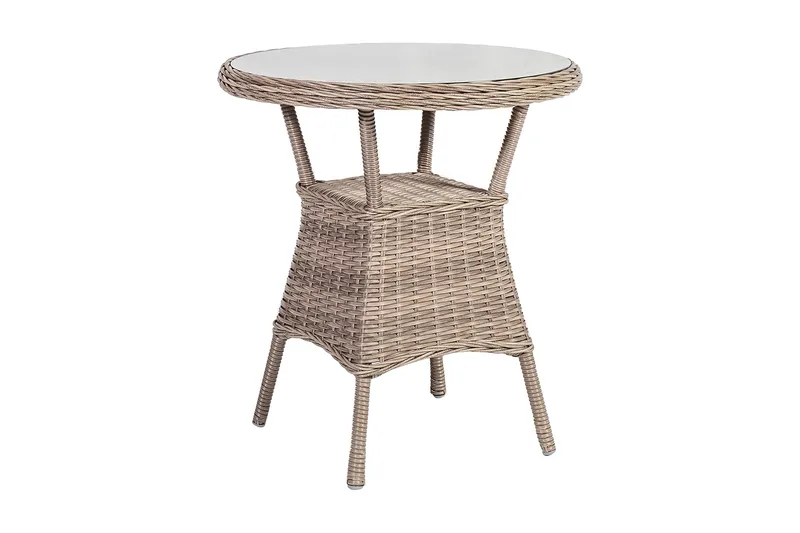 Toscana Runt Cafébord och Bistrobord Utomhus 65 cm Glas Konstrotting, Beige