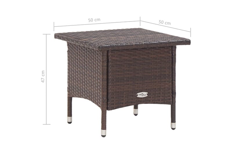 Trädgårdsbord brun 50x50x47 cm konstrotting - Brun - Cafebord - Balkongbord