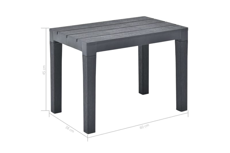 Trädgårdsbord med 2 bänkar plast antracit - Grå - Cafebord - Balkongbord