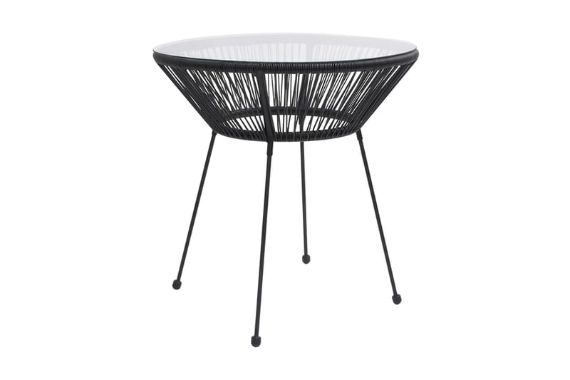 Trädgårdsbord svart Ã˜70x74 cm rotting och glas - Svart - Cafebord - Balkongbord