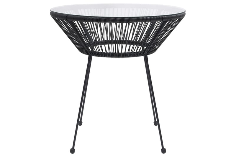 Trädgårdsbord svart Ã˜70x74 cm rotting och glas - Svart - Cafebord - Balkongbord