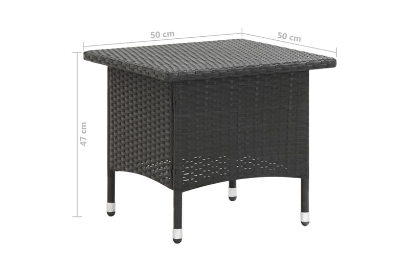 Trädgårdsbord svart 50x50x47 cm konstrotting - Svart - Utemöbler - Utebord & trädgårdsbord - Cafebord