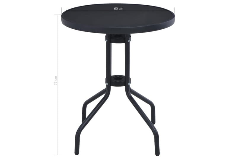 Trädgårdsbord svart 60 cm stål och glas - Svart - Cafebord - Balkongbord