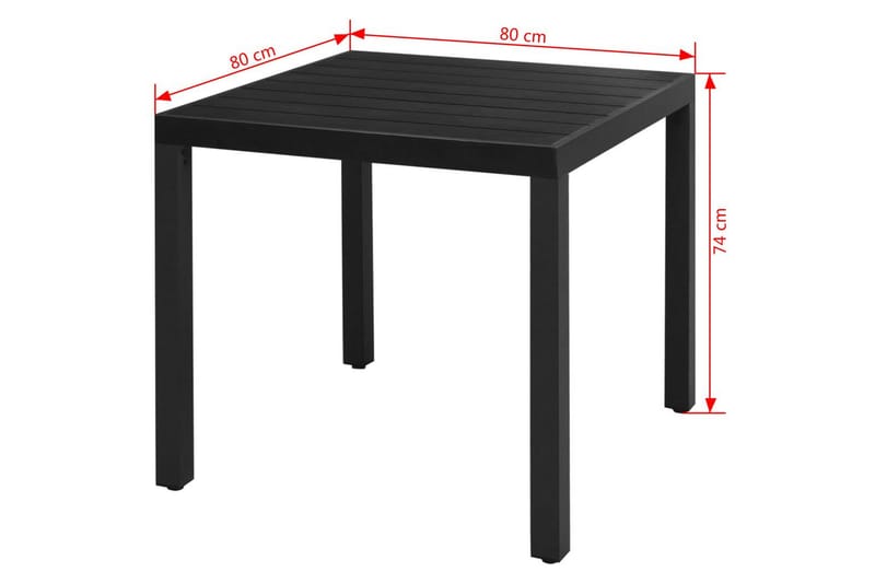 Trädgårdsbord svart 80x80x74 cm aluminium och WPC - Svart - Matbord utomhus