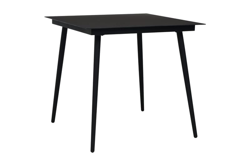 Trädgårdsbord svart 80x80x74 cm stål och glas - Svart - Balkongbord - Cafebord