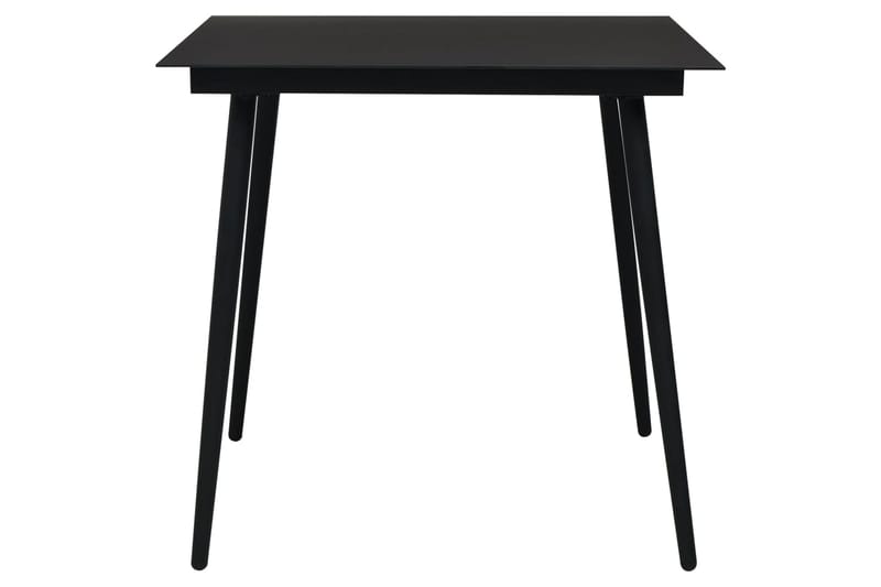 Trädgårdsbord svart 80x80x74 cm stål och glas - Svart - Cafebord - Balkongbord