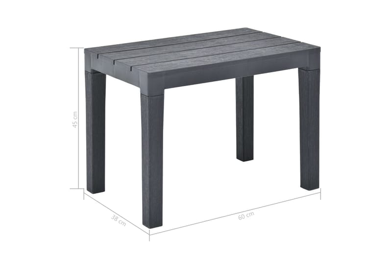 Trädgårdsbord Utomhus 78 cm med 2 bänkar Plast - Grå - Utemöbler - Utebord & trädgårdsbord - Cafebord