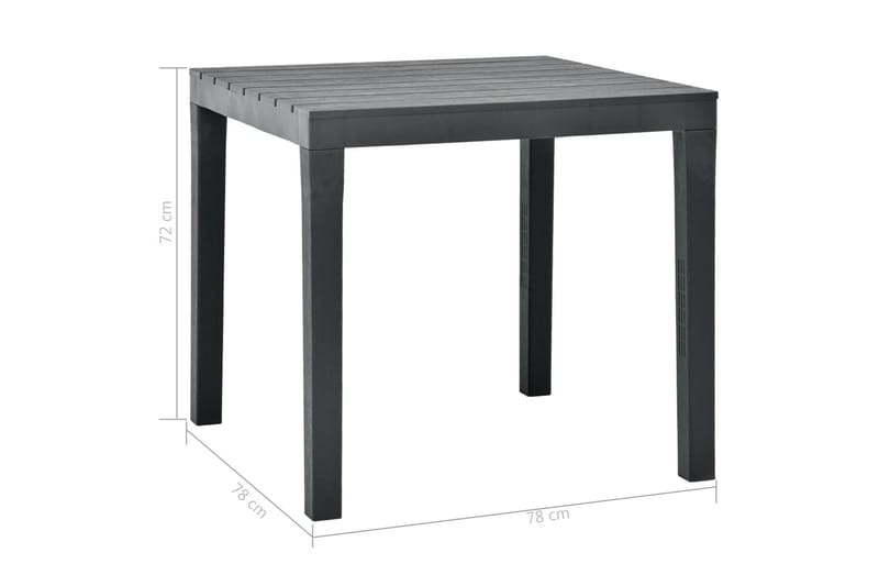Trädgårdsbord Utomhus 78 cm med 2 bänkar Plast - Grå - Utemöbler - Utebord & trädgårdsbord - Cafebord