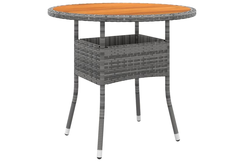 Utebord Ã˜80x75 cm akaciaträ och konstrotting grå - Grå - Balkongbord - Cafebord