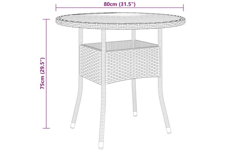 Utebord Ã˜80x75 cm akaciaträ och konstrotting grå - Grå - Cafebord - Balkongbord