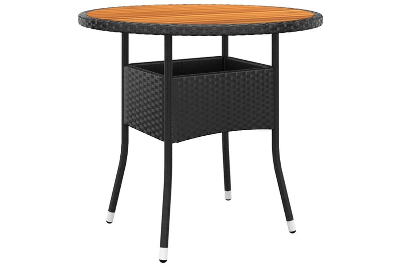Utebord Ã˜80x75 cm akaciaträ och konstrotting svart - Svart - Balkongbord - Cafebord