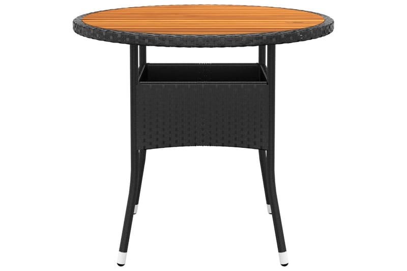 Utebord Ã˜80x75 cm akaciaträ och konstrotting svart - Svart - Cafebord - Balkongbord