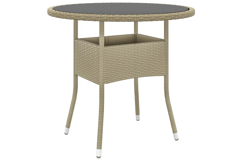 Utebord Ã˜80x75 cm Härdat glas och konstrotting beige - Beige - Balkongbord - Cafebord