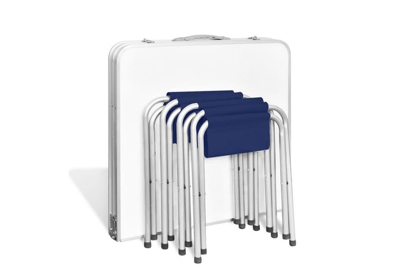 Campingbord med 4 pallar set Aluminium 120x60 cm - Vit - Campingmöbler - Campingbord