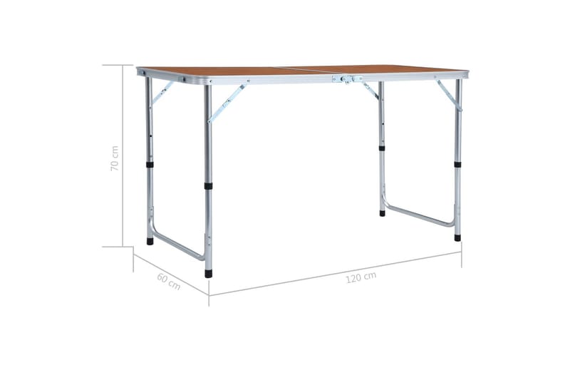 Hopfällbart campingbord aluminium 120x60 cm - Brun - Campingmöbler - Campingbord