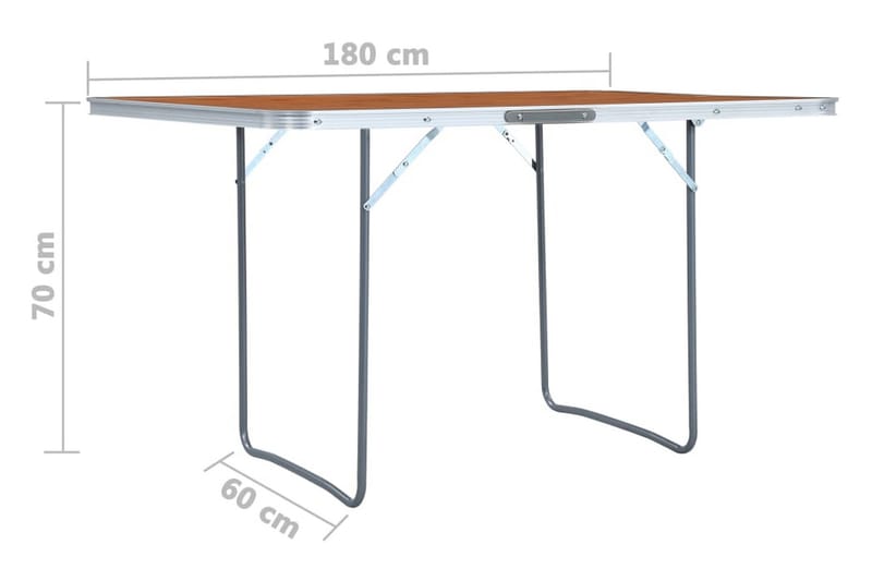 Hopfällbart campingbord aluminium 180x60 cm - Brun - Campingmöbler - Campingbord
