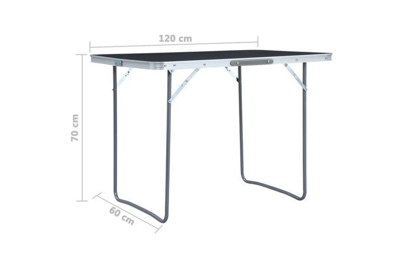 Hopfällbart campingbord grå aluminium 120x60 cm - Grå - Utemöbler - Utebord & trädgårdsbord - Campingbord