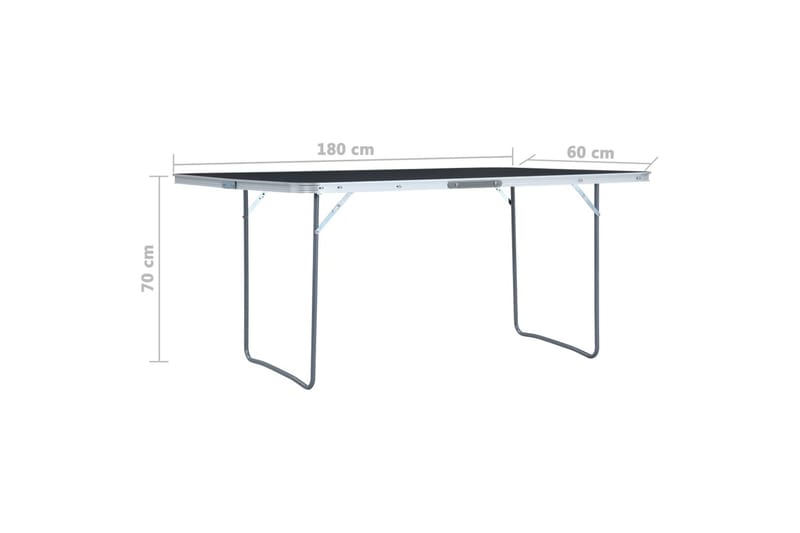 Hopfällbart campingbord grå aluminium 180x60 cm - Grå - Utemöbler - Utebord & trädgårdsbord - Campingbord
