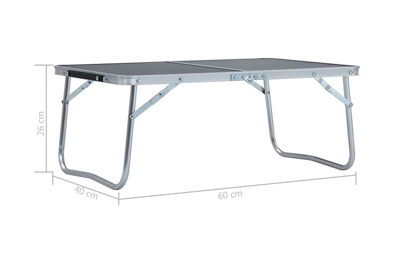 Hopfällbart campingbord grå aluminium 60x40 cm - Grå - Campingmöbler - Campingbord