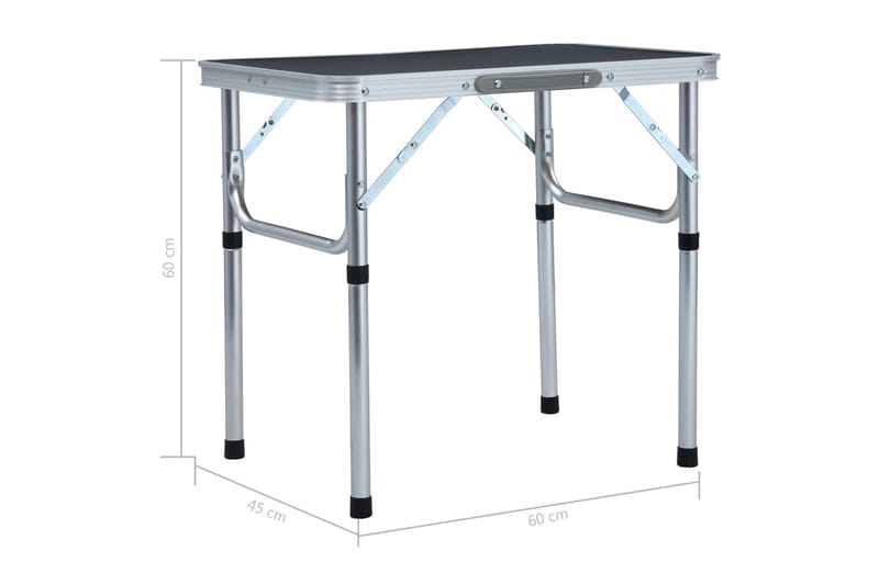 Hopfällbart campingbord grå aluminium 60x45 cm - Grå - Campingmöbler - Campingbord