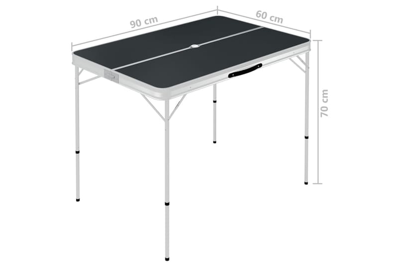 Hopfällbart campingbord med 2 bänkar aluminium grå - Grå - Utemöbler - Utebord & trädgårdsbord - Campingbord