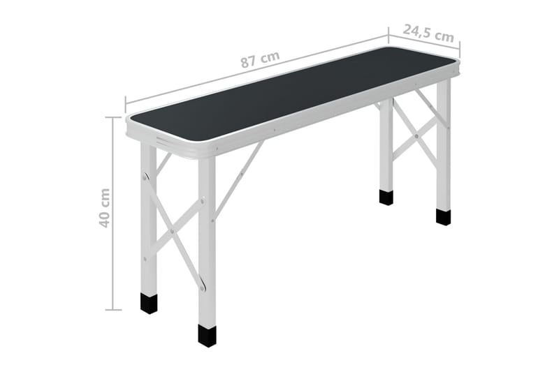 Hopfällbart campingbord med 2 bänkar aluminium grå - Grå - Utemöbler - Utebord & trädgårdsbord - Campingbord