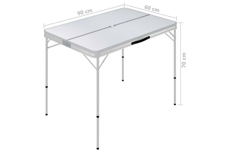 Hopfällbart campingbord med 2 bänkar aluminium vit - Vit - Campingmöbler - Campingbord