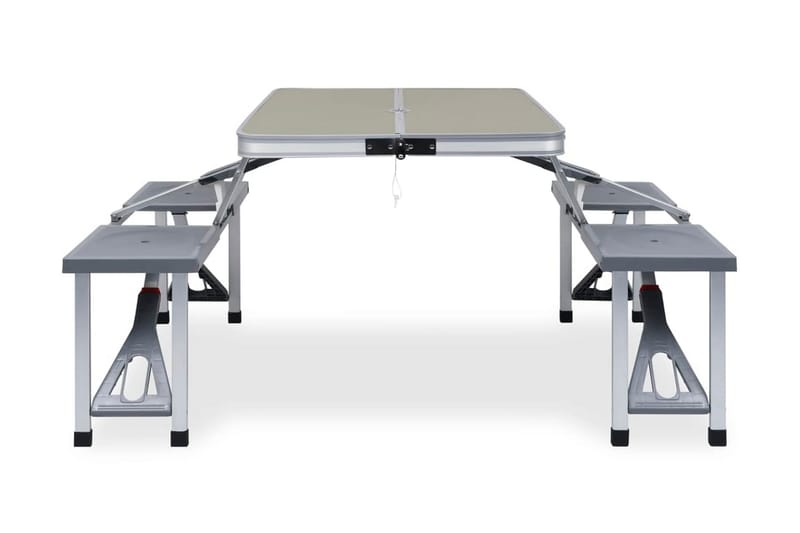Hopfällbart campingbord med 4 sitsar stål aluminium - Silver - Utemöbler - Utebord & trädgårdsbord - Campingbord