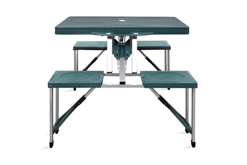 Hopfällbart campingbord med 4 stolar i aluminium ljusgrönt - Grön - Utemöbler - Utebord & trädgårdsbord - Campingbord