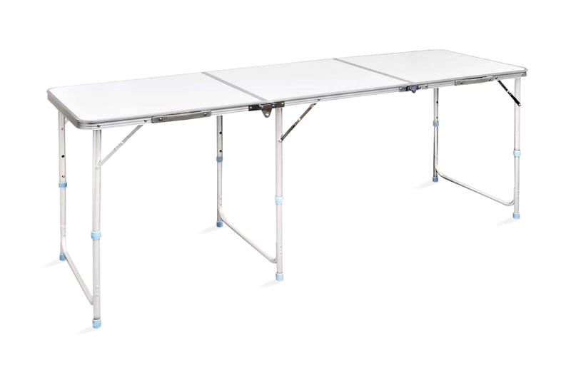 Hopfällbart campingbord med justerbar höjd Aluminium 180x60 - Vit - Campingmöbler - Campingbord