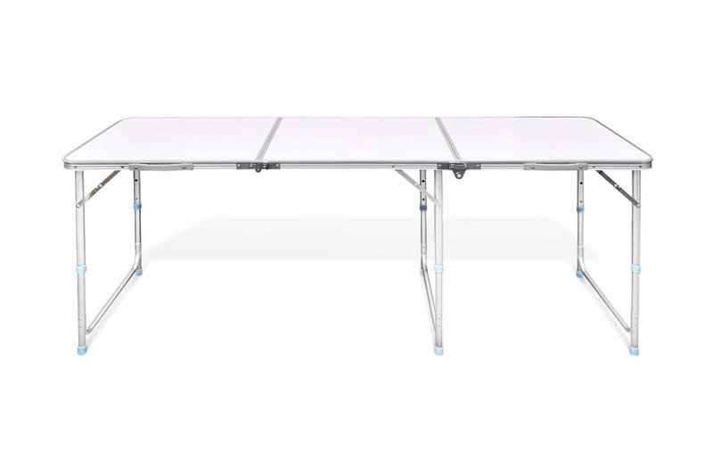 Hopfällbart campingbord med justerbar höjd Aluminium 180x60 - Vit - Campingmöbler - Campingbord