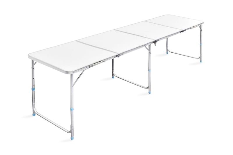 Hopfällbart campingbord med justerbar höjd Aluminium 240x60 - Vit - Campingbord - Campingmöbler