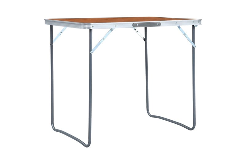 Hopfällbart campingbord med metallram 80x60 cm - Brun - Utemöbler - Utebord & trädgårdsbord - Campingbord