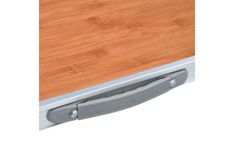 Hopfällbart campingbord med metallram 80x60 cm - Brun - Utemöbler - Utebord & trädgårdsbord - Campingbord