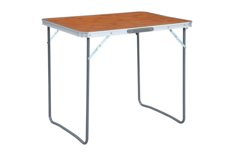 Hopfällbart campingbord med metallram 80x60 cm - Brun - Utemöbler - Utebord & trädgårdsbord - Campingbord