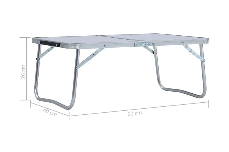Hopfällbart campingbord vit aluminium 60x40 cm - Vit - Campingmöbler - Campingbord