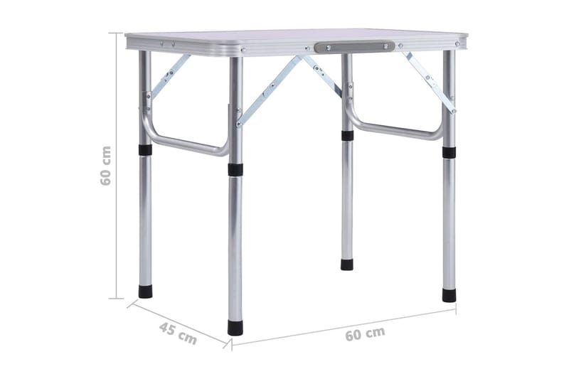 Hopfällbart campingbord vit aluminium 60x45 cm - Vit - Utemöbler - Utebord & trädgårdsbord - Campingbord