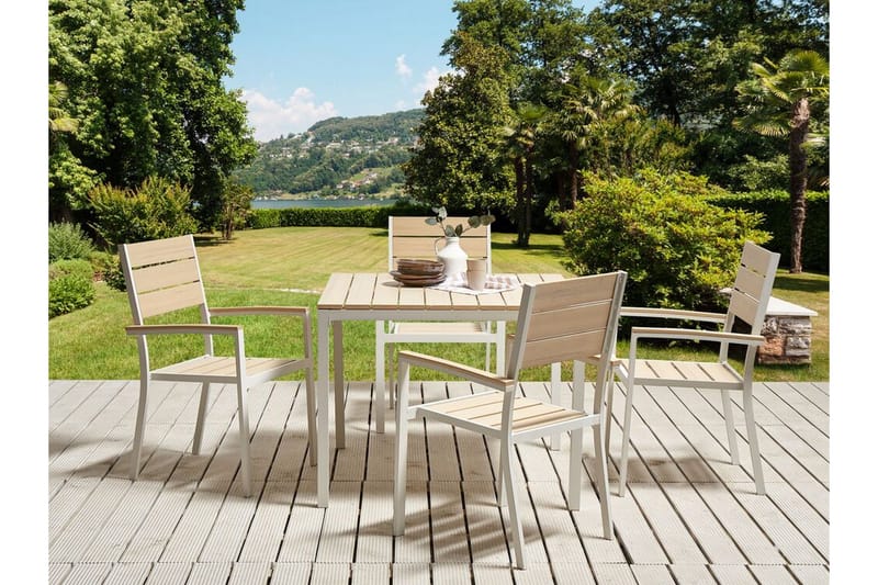 Edmundston Matbord Utomhus 95x95 cm - Beige/Vit - Utemöbler - Utebord & trädgårdsbord - Matbord utomhus