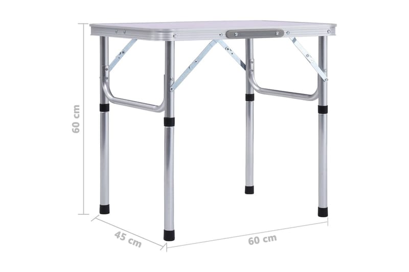 Hopfällbart campingbord vit aluminium 60x45 cm - Vit - Campingmöbler - Campingbord