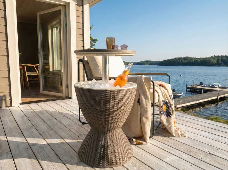 Kylbar/Barbord utomhus Aisa 49 cm Imitation Av Trä - brun - Utemöbler - Utebord & trädgårdsbord - Barbord utomhus